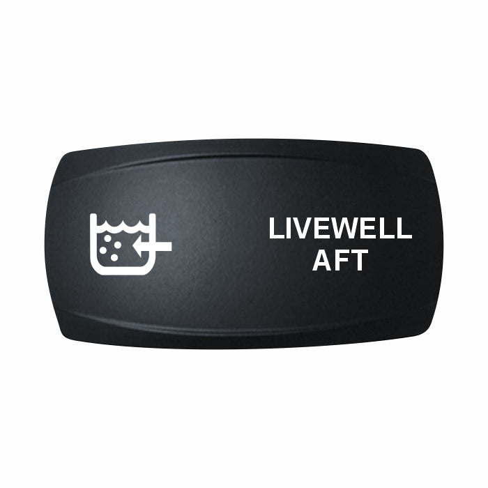 Technoexpress Shop black rocker switch labeled 'LIVEWELL AFT' with livewell icon
