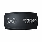 Technoexpress black rectangular rocker switch labeled "SPREADER LIGHTS" with light icon