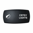 Technoexpress Shop black rocker switch cap labeled CRTSY LIGHTS with light icon