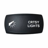 Technoexpress Shop black rocker switch cap labeled CRTSY LIGHTS with light icon