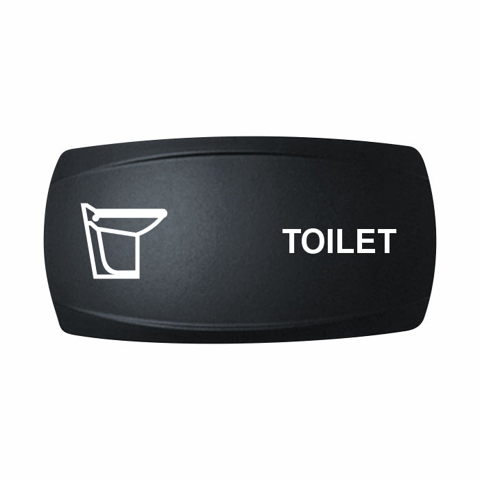 Technoexpress Shop black rocker switch cap labeled TOILET with white toilet icon