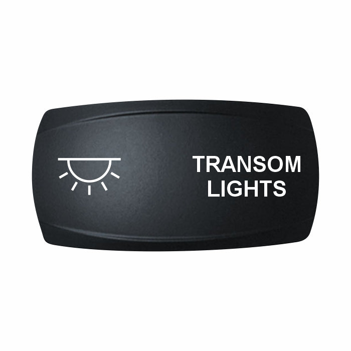 Technoexpress Shop black rocker switch labeled 'TRANSOM LIGHTS' with white light icon