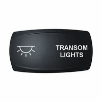 Technoexpress Shop black rocker switch labeled 'TRANSOM LIGHTS' with white light icon