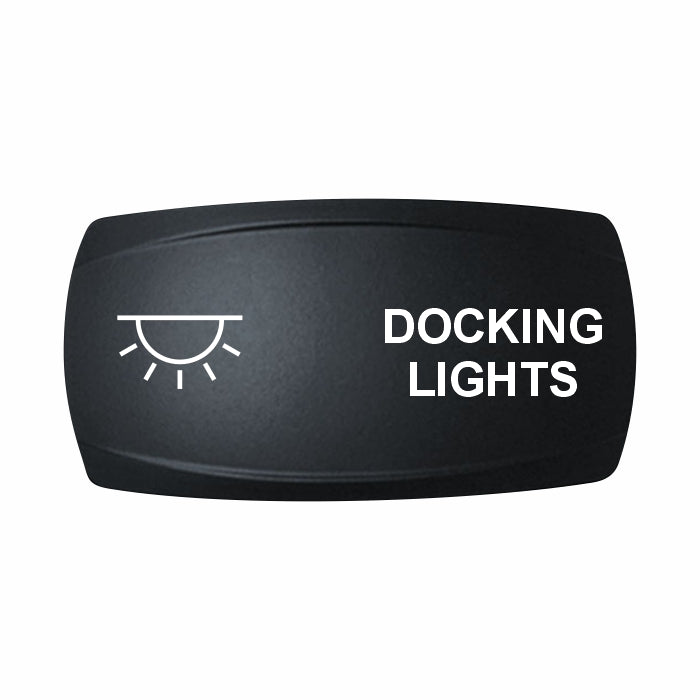 Technoexpress Shop black rocker switch cap labeled 'DOCKING LIGHTS' with light icon