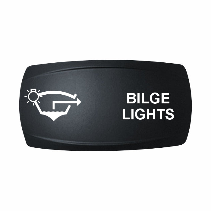Technoexpress Shop bilge lights rocker switch actuator with white "BILGE LIGHTS" label