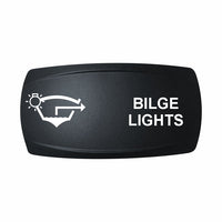 Technoexpress Shop bilge lights rocker switch actuator with white "BILGE LIGHTS" label