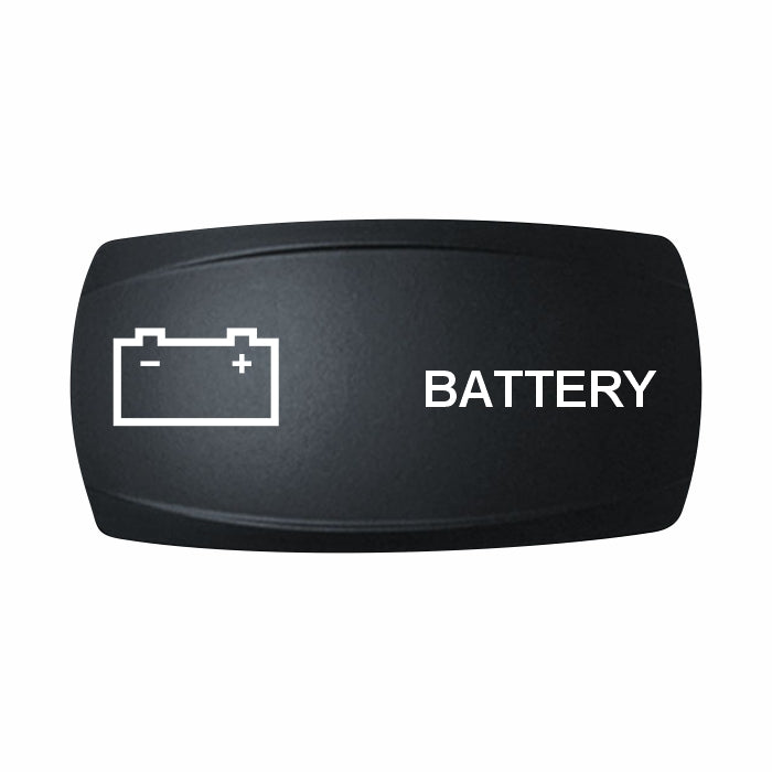 Technoexpress Shop black BATTERY rocker switch cap with white battery icon and label