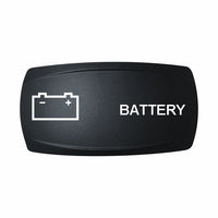 Technoexpress Shop black BATTERY rocker switch cap with white battery icon and label