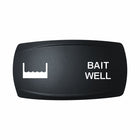 Technoexpress Shop bait well black rocker switch label with white BAIT WELL text and water icon