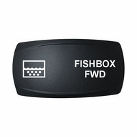 Technoexpress black rocker switch cap labeled FISHBOX FWD with fishbox icon