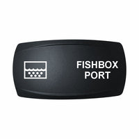 Technoexpress Shop FISHBOX PORT rocker switch with white water-and-bubbles icon and label