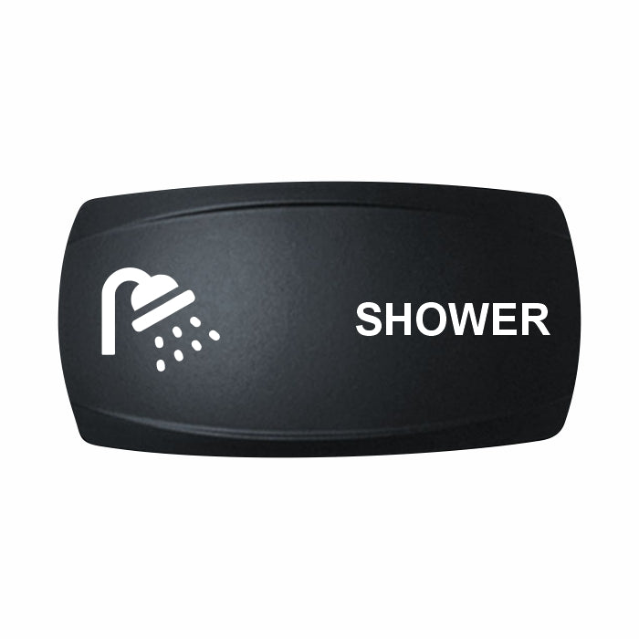 Technoexpress Shop black rocker switch actuator labeled SHOWER with white shower icon
