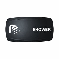 Technoexpress Shop black rocker switch actuator labeled SHOWER with white shower icon