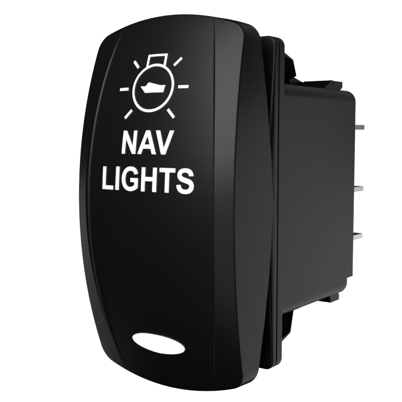 Black rocker switch labeled 'NAV LIGHTS' with navigation light icon and rear terminals