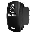 Black rocker switch labeled 'NAV LIGHTS' with navigation light icon and rear terminals