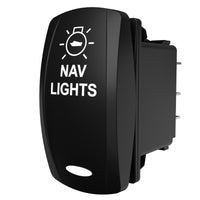 Black rocker switch labeled 'NAV LIGHTS' with navigation light icon and rear terminals