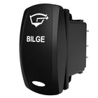 Carling Technologies black bilge rocker switch with white BILGE label and bilge icon