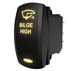 Rear-side view of BILGE HIGH rocker switch with illuminated legend and exposed connector pins