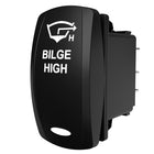 Carling Technologies black rocker switch labeled "BILGE HIGH" with bilge pump icon