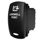 Carling Technologies black rocker actuator labeled LIVEWELL PORT with livewell icon