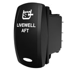Carling Technologies black rocker switch labeled LIVEWELL AFT with water tank icon