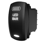 Right-side angled view of the illuminated rocker switch for an LED bar, showing spade terminals.