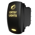 Illuminated courtesy-lights rocker switch, three-quarter rear view showing spade connectors and mounting bezel