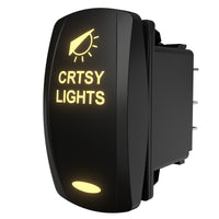 Illuminated courtesy-lights rocker switch, three-quarter rear view showing spade connectors and mounting bezel