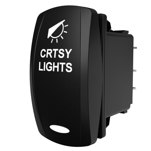 Carling Technologies rocker switch labeled CRTSY LIGHTS with courtesy light icon