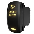 Backlit rocker switch labeled UNDER GLOW, side view showing rear connector tabs