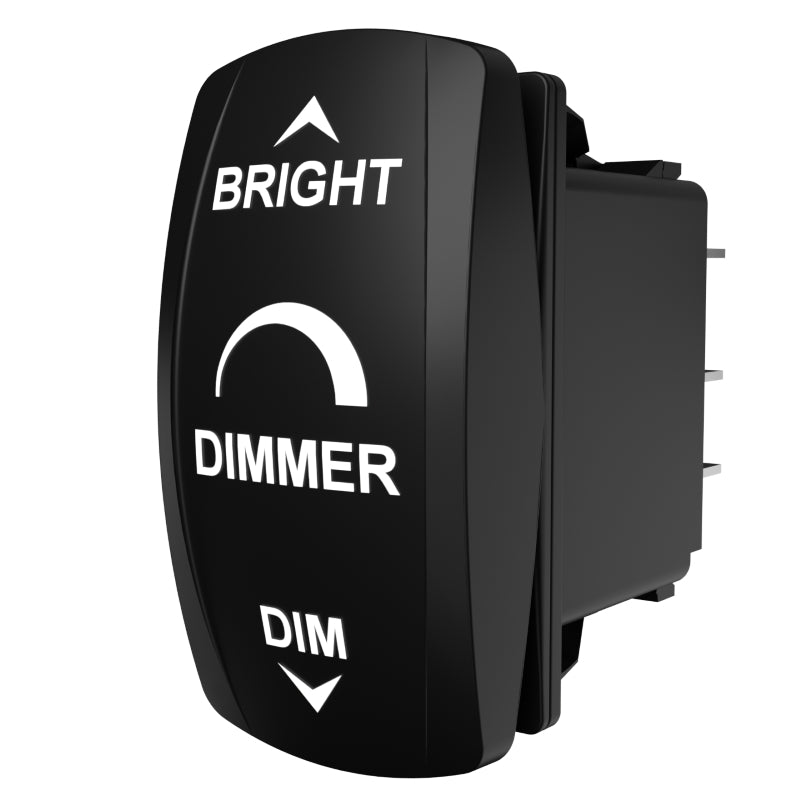 Carling Technologies rocker DIMMER switch labeled BRIGHT and DIM with arc brightness icon
