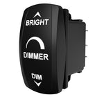 Carling Technologies rocker DIMMER switch labeled BRIGHT and DIM with arc brightness icon
