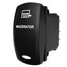 Carling Technologies black rocker switch labeled MACERATOR with macerator icon