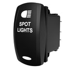 Carling Technologies black rocker switch labeled SPOT LIGHTS with white light icon