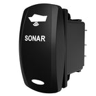 Carling Technologies SONAR rocker switch with boat sonar wave icon and illuminated oval