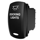 Carling Technologies black rocker switch labeled DOCKING LIGHTS with light icon and oval indicator