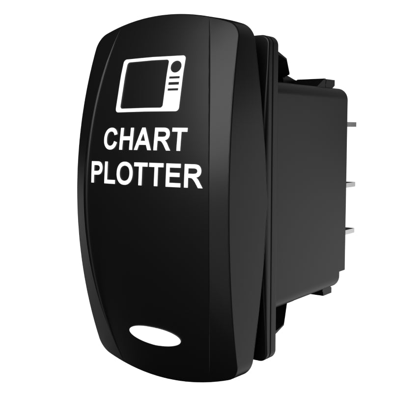 Carling Technologies black rocker switch labeled "CHART PLOTTER" for chartplotter function