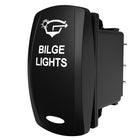 Carling Technologies black rocker switch labeled BILGE LIGHTS with bilge icon