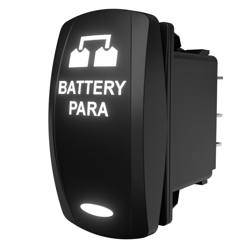 Carling Technologies illuminated rocker switch labeled BATTERY PARA with parallel-battery icon