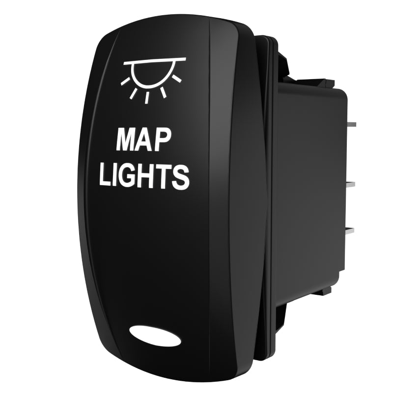 Carling Technologies black rocker switch labeled MAP LIGHTS with lamp icon and oval indicator light