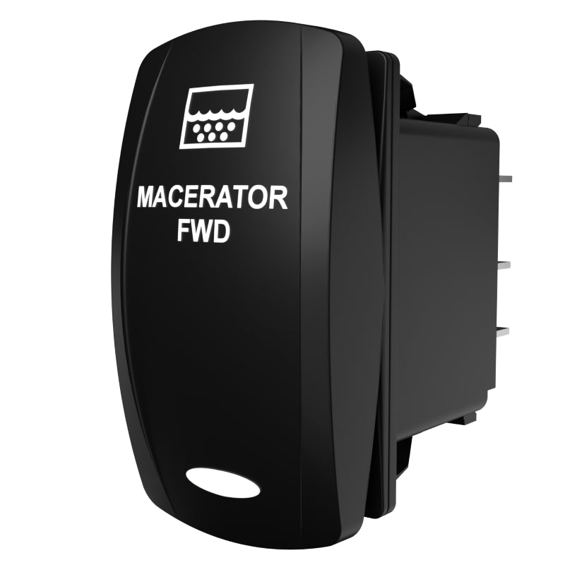 Carling Technologies rocker switch labeled MACERATOR FWD with macerator icon