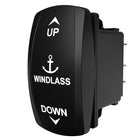 Carling Technologies windlass rocker switch labeled UP, anchor icon and DOWN