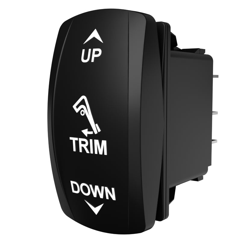 Carling Technologies TRIM up/down black rocker switch with UP/TRIM/DOWN labels