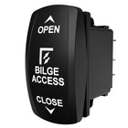 Carling Technologies Bilge Access rocker switch labeled OPEN, BILGE ACCESS, CLOSE
