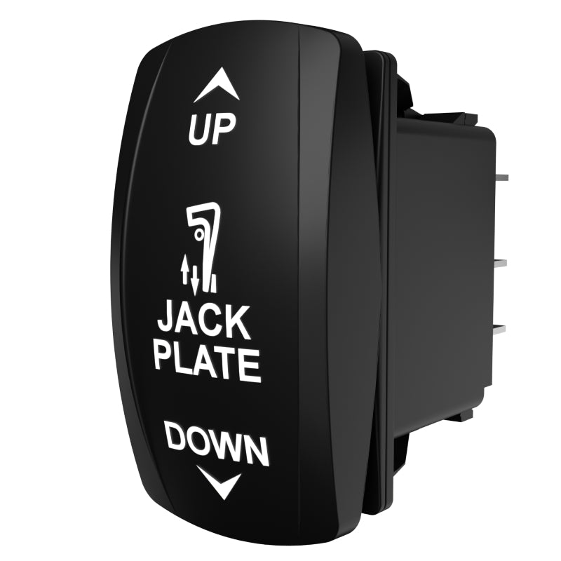 Carling Technologies jack plate rocker switch labeled UP, JACK PLATE, DOWN