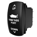 Carling Technologies black rocker switch labeled TRIM TABS PORT with UP/DOWN arrows
