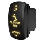Carling Tilt/Trim Mid illuminated rocker switch, angled rear view showing spade terminals and front labels
