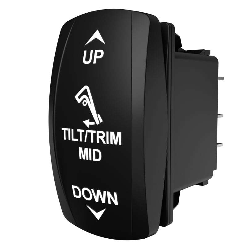 Carling Technologies TILT/TRIM MID rocker switch, black curved face labeled UP and DOWN