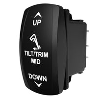 Carling Technologies TILT/TRIM MID rocker switch, black curved face labeled UP and DOWN