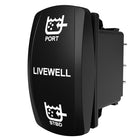 Carling Technologies LIVEWELL rocker switch actuator labeled PORT (top) and STBD (bottom)
